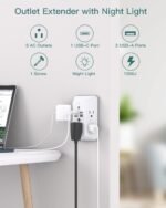 Surge Protector, Outlet Extender with Night Light, Addtam 5-Outlet Splitter and 4 USB Ports(1 USB C), Multi Plug Wall Outlet for Home Office Dorm Room Essentials - Image 3