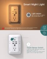 Surge Protector, Outlet Extender with Night Light, Addtam 5-Outlet Splitter and 4 USB Ports(1 USB C), Multi Plug Wall Outlet for Home Office Dorm Room Essentials - Image 4