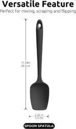 U-Taste Silicone Spoon Spatula Set, 600ºF High Heat Resistant Food Grade Flexible Rubber Scraper, Cooking Mixing Baking Kitchen Utensils Set of 3 (Black) - Image 3