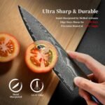Japanese Chef Knife, 8 Inch Damascus Kitchen Knife with VG10 Steel, Handcrafted Sharp Knife with Ergonomic Handle, Cooking Knives for Home Chefs, Cooking Gifts for Men and Women - Image 6