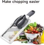 Handheld Mandoline Slicer for Kitchen - Adjustable 3-Thickness Vegetable Slicer (1mm-3mm) with Food Holder - Safe Potato Slicer & Cucumber Cutter for Salad, Easy to Clean (Gray) - Image 4