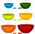 YIHONG 6 Piece Plastic Mixing Bowls Set, Colorful Serving Bowl for Kitchen, Ideal for Baking, Prepping and Cooking,Nesting Design for Space Saving Storage, Rainbow - Image 4