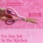 Paris Hilton All Purpose Kitchen Shears, Premium Stainless Steel Blades with Ergonomic Soft Grip Handles, 2-Piece Set, Pink - Image 4