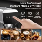 AMZCHEF Espresso Coffee Machine | 20 Bar Pressure System | LED Touch Screen | Compact Design Perfect for Home & Office | 41oz Water Tank - Image 3