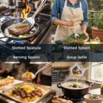 18/0 Stainless Steel Kitchen Cooking Utensil Set, Ergonomic Handle, Dishwasher Safe, Slotted Spoon, Ladle, Turner, Serving Spoon for Housewarming Daily Use Commercial, Pack of 4 - Image 5