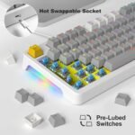AK96 Smart Mechanical Keyboard Gaming, 96 Keys Full Size with LED Colorful Backlit, Clicky Creamy Sounding, USB Wired Computer Keyboard with Volume Knob for PC, Mac, Windows(Grey) - Image 3
