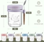 6 Pack Overnight Oats Containers with Lids and Spoons, 16 oz Glass Mason Overnight Oats Jars, Large Capacity Airtight Jars for Milk, Cereal, Fruit - Image 3