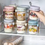 6 Pack Overnight Oats Containers with Lids and Spoons, 16 oz Glass Mason Overnight Oats Jars, Large Capacity Airtight Jars for Milk, Cereal, Fruit - Image 4