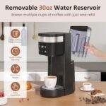 SUNVIVI Iced Coffee Maker, Single Serve Coffee Maker with 3 Brewing Options for K Cup Pod or Ground Coffee, 30oz Removable Water Reservoir & Reusable Filter, Ideal for Home & Office, Black - Image 5
