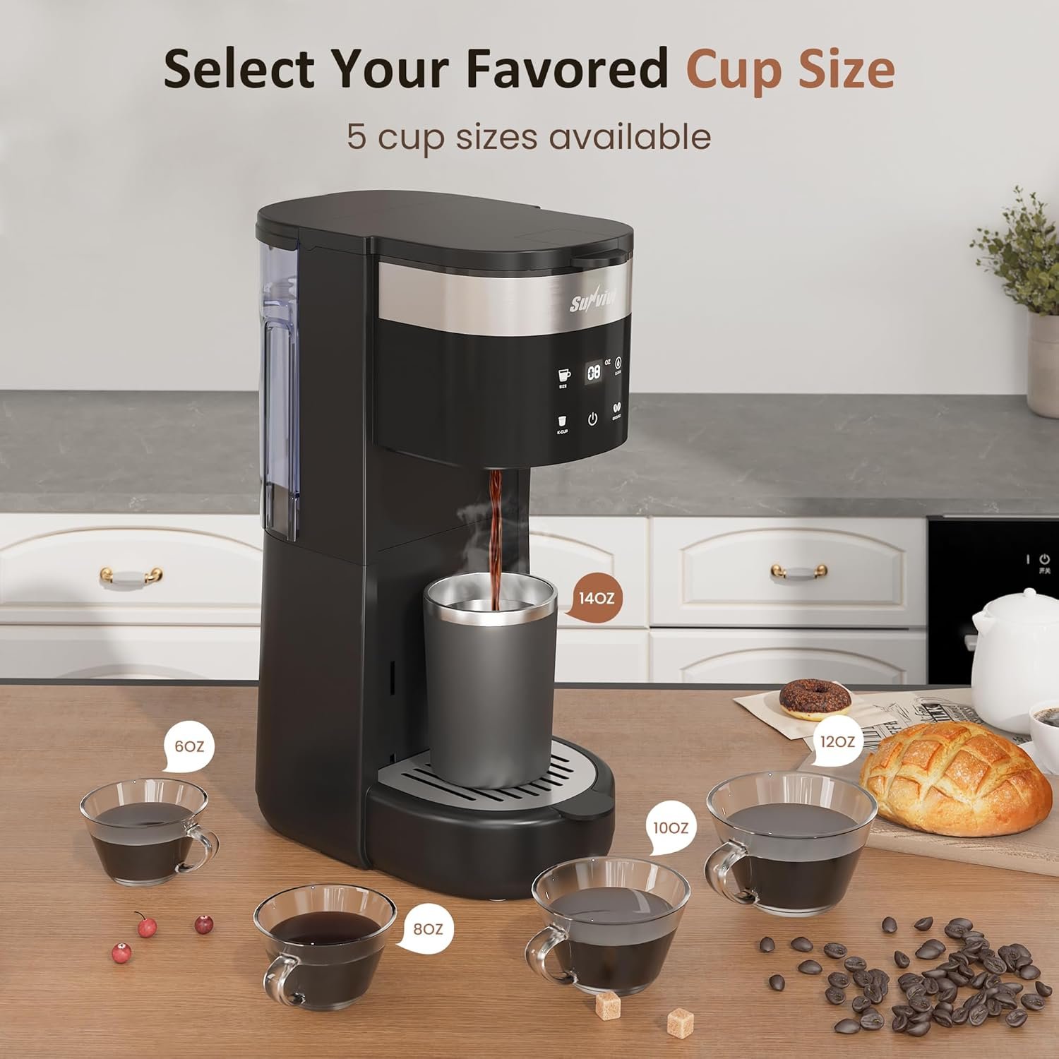 SUNVIVI Iced Coffee Maker, Single Serve Coffee Maker with 3 Brewing Options for K Cup Pod or Ground Coffee, 30oz Removable Water Reservoir & Reusable Filter, Ideal for Home & Office, Black - Image 8