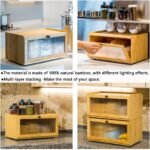 Bamboo Bread Box for Kitchen Counter-Large Capacity Bread Storage Container Farmhouse Bread Box with Window Bread Holder - Image 3