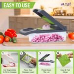 Vegetable Chopper Container Onion Slicer | 16 in 1 Multi Functional Food Chopper with Container BPA Free Material & Dishwasher Safe Veggie Chopper Vegetable Cutter - Image 3
