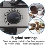 Hamilton Beach Electric Burr Coffee Grinder with Large 16oz Hopper & 18 Settings For 2-14 Cups, Stainless Steel (80385) - Image 3