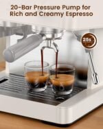 20 Bar Espresso Machine with Built-in Anti-Clog Coffee Grinder, Expresso Coffee Machines with Milk Steam Wand/Frother/Tamping Tools,Espresso Maker with Grinder for Lattes-White - Image 4