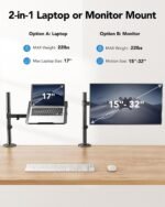 HUANUO Laptop Desk Mount - 17' to 32' Monitor Arm, Ventilated Tray, Fully Adjustable with Tilt, Swivel & Rotation, Holds up to 22 lbs - Image 3
