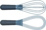 Joseph Joseph Twist Whisk 2-In-1 Collapsible Balloon and Flat Whisk Silicone Coated Steel Wire, Sky Blue - Image 4