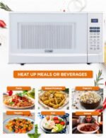 COMMERCIAL CHEF 1.4 Cubic Foot Microwave with 10 Power Levels, Small Microwave with Push Button, 1100 Watt Microwave with Digital Control Panels, Countertop Microwave with Timer, White - Image 3
