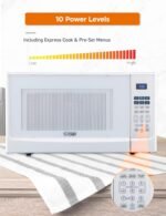 COMMERCIAL CHEF 1.4 Cubic Foot Microwave with 10 Power Levels, Small Microwave with Push Button, 1100 Watt Microwave with Digital Control Panels, Countertop Microwave with Timer, White - Image 4