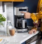 GE Drip Coffee Maker With Timer | 12-Cup Glass Carafe Coffee Pot With Adjustable Keep Warm Plate | Wide Shower Head for Maximum Flavor | Kitchen Essentials | Stainless Steel - Image 3