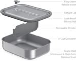 Bentgo MicroSteel Leak-Proof Lunch Box - Microwave-Safe, Oven-Safe, Bento-Style Container with Removable Divider, Airtight Lid, Sustainable Design, Odor & Stain Resistant (Stainless Steel) - Image 4