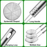 Spider Strainer Set of 3 Asian Strainer Ladle Stainless Steel Wire Skimmer Spoon with Handle for Kitchen Frying Food, Pasta, Spaghetti, Noodle-30.5cm, 32cm, 35cm - Image 3