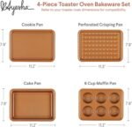 Ayesha Curry Nonstick Bakeware Toaster Oven Set with Nonstick Baking Pan, Cookie Sheet / Baking Sheet and Muffin Pan / Cupcake Pan - 4 Piece, Copper Brown - Image 3