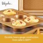 Ayesha Curry Nonstick Bakeware Toaster Oven Set with Nonstick Baking Pan, Cookie Sheet / Baking Sheet and Muffin Pan / Cupcake Pan - 4 Piece, Copper Brown - Image 5