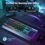 TECKNET Gaming Keyboard, USB Wired Computer Keyboard, 15-Zone RGB Illumination, IP32 Water Resistance, 25 Anti-ghosting Keys, All-Metal Panel (Whisper Quiet Gaming Switch) - Image 5