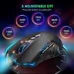 Gaming Mouse Wired, Gaming Mice Breathing RGB LED Plug Play High-Precision Adjustable 7200 DPI, 7 Programmable Buttons, Ergonomic Mouse for PC Laptop - Image 4