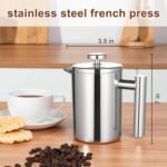 French Press Coffee Maker with Scale, 304 Stainless Steel French Press, 17OZ, Double-Wall Insulated, Food Grade, Suitable for Kitchen and Travel Camping - Image 3