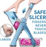 ONCE FOR ALL Upgrade Safe Mandoline Slicer Plus, Biger Size, Adjustable Vegetable Food Chopper Potato Fries Cutter, Detachable Blade, Kitchen Chopping Artifact, Gift (SkyBlue) - Image 3