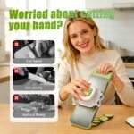 Multifunctional Vegetable Slicer, 6 in 1 Slicer Veggie Shredder with Safe Hand Guard, Multi Blade Adjustable Garlic Slicer, Easy-Clean & Compact Storage, Portable Kitchen Gadget (3 Blades) - Image 5