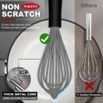 Walfos Whisk, Silicone Whisks Set of 5, Mini Stainless Steel Whisk 7in+5in and Non Scratch Coated 7+9+11in Whisks, Suitable for Blending, Whisking, Beating, Frothing & Stirring. (Grey) - Image 3