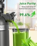 Cold Press Juicer Machines for Whole Vegetables & Fruits, Slow Masticating Juicer Maker with Wide Feed Chute, High Juice Yield, Easy to Clean, Gray - Image 4