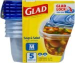 Glad GladWare Soup & Salad Food Storage Containers - Medium Rectangle - Meal Container Holds up to 24 Ounces of Food - Lock Tight Seal, 5 Count - Image 3