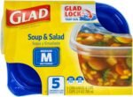 Glad GladWare Soup & Salad Food Storage Containers - Medium Rectangle - Meal Container Holds up to 24 Ounces of Food - Lock Tight Seal, 5 Count - Image 4