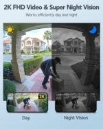 XTU Battery Doorbell, 180° Head-to-Toe Video, Live View with Two-Way Talk, No Monthly Fee, 2.4G Wi-Fi with Chime, Local/Cloud Storage, Human Detection, Compatible with Alexa & Google Home - Image 3