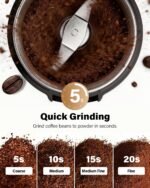 SHARDOR Coffee Grinder Electric, Spice, Herb, Grinder for Coffee Bean Spices and Seeds with 2 Removable Stainless Steel Bowls, Black - Image 3
