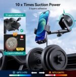 Car Phone Holder Mount, [Military-Grade Suction & Super Sturdy Base] 3 in 1 Universal Phone Mount for Car Dashboard Windshield Air Vent Dash Pad Car Mount for iPhone Android Smartphone - Image 3