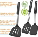 Spatula Set Silicone Heat Resistant for Nonstick Cookware Rubber Silicone Spatula Turner Fish, Large Nonstick Plastic Egg Wok Spatula for kitchen use Cooking Utensils Set - Image 3