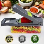 Vegetable Chopper Pro, Mandoline Slicer – 7 Stainless Steel Blades for Onion, Potato, Salad – Safe, Easy Clean & Dishwasher Safe Kitchen Gadget – Ideal for Parents, RV - Image 4