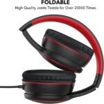 RORSOU R10 Over-Ear Headphones with Microphone, Lightweight Folding Stereo Bass Headset with 1.5M No-Tangle Cord, Portable Wired Headphones for Smartphone Tablet Computer MP3 / 4 (Black) - Image 4