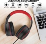 RORSOU R10 Over-Ear Headphones with Microphone, Lightweight Folding Stereo Bass Headset with 1.5M No-Tangle Cord, Portable Wired Headphones for Smartphone Tablet Computer MP3 / 4 (Black) - Image 5