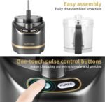 La Reveuse Electric Mini Food Processor with 200 Watts 2-Cup Prep Bowl for Mincing Chopping Grinding Blending Pureeing (Metallic Grey) - Image 4