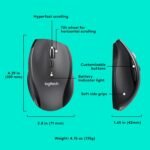 Logitech M705 Marathon Wireless Mouse, Gaming Mouse Wireless, 2.4 GHz USB-A Receiver, 5-Programmable Buttons, 3-Year Battery, PC, Mac, Laptop, Chromebook - Black - Image 5
