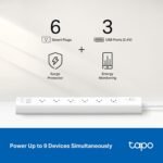 Tapo Smart Wi-Fi Power Strip- 6 Individually Controlled Smart Outlets and 3 USB Ports with Surge Protection, Matter, Works w/Alexa, Google Home, Siri, & Bixby, No Hub Needed, Tapo P316M - Image 4