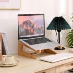 Wooden Laptop Stand Vertical Laptop for 13-18.6in Bamboo Stand for Desk,Laptop Stand Compatible with MacBook Air Pro/Dell XPS/Surface pro/HP/Pixelbook/Lenovo,More Laptops - Image 3