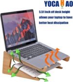 Wooden Laptop Stand Vertical Laptop for 13-18.6in Bamboo Stand for Desk,Laptop Stand Compatible with MacBook Air Pro/Dell XPS/Surface pro/HP/Pixelbook/Lenovo,More Laptops - Image 4