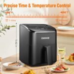 DEIME Air Fryer, Small Digital 3 Qt Airfryer Space Saving Compact, Bake, Reheat, Roasts for Quick Easy Meals, Mini Compact & Quiet, Nonstick & Dishwasher Safe Basket (Black) - Image 4