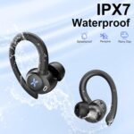 Wireless Earbuds, 50H Bluetooth Ear Buds with Noise Cancelling Mic, Stereo Deep Bass with Earhooks Fast Charging Digital Display IP7 Waterproof Earphones for Running - Image 6